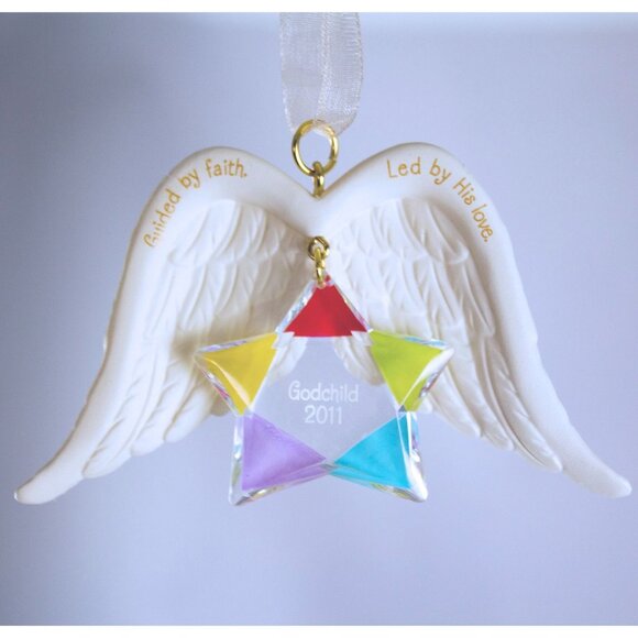 Hallmark Keepsake Godchild Guided By Faith Ornament Angel Wings QXG4209 2011 NEW - Picture 2 of 6